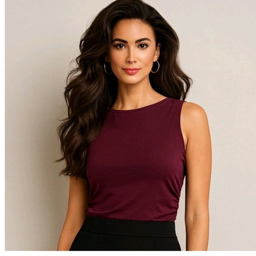 NWT Madewell Cinched Crewneck Tank Dark Fig XXS